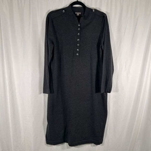 J. Jill Dresses & Skirts - J Jill Sweater Dress Women's Large Petite Grey Long Sleeve Crew Neck Silk Blend